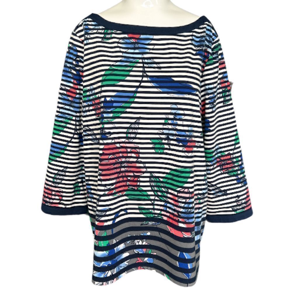 rafaella LP striped floral boat neck top